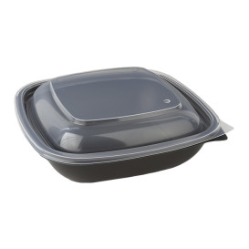 Plastic Lid for Deli Container PP Square shape Black and Creme 16,5x16,5x1cm (300 Units)