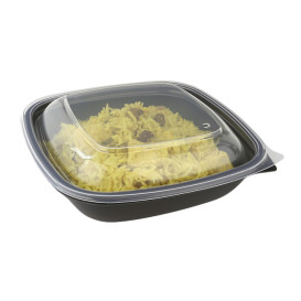 Plastic Lid for Deli Container PP Square shape Black and Creme 16,5x16,5x1cm (300 Units)