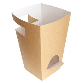 Paper Food Box for Churros with Cup Holder Kraft 7,8x7,8x17,9cm (25 Units) 