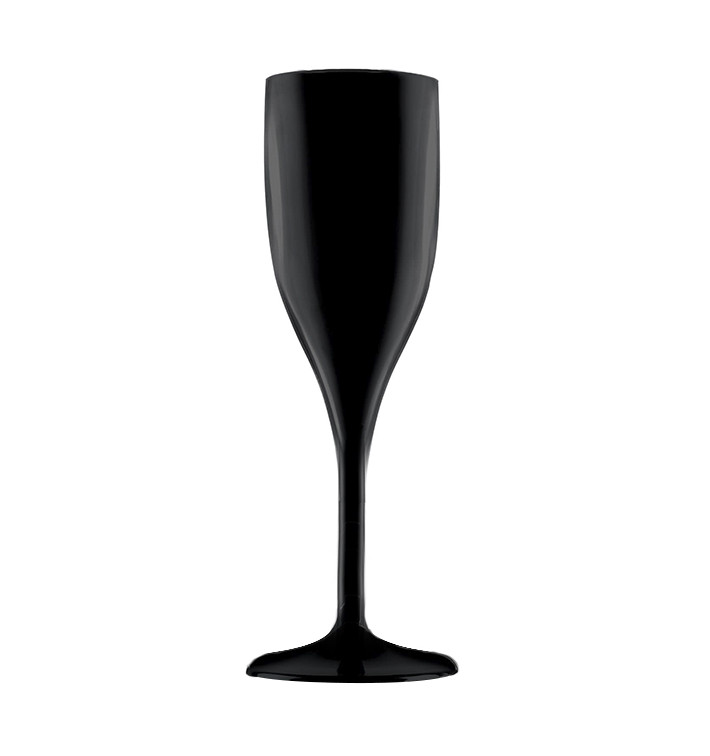 Reusable Plastic Flute Sparkling Wine Black SAN 150ml (1 Unit) 