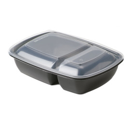 Plastic Lid for Deli Container PP Rectangular shape 2C Black and Creme 23x16,5cm (75 Units)  