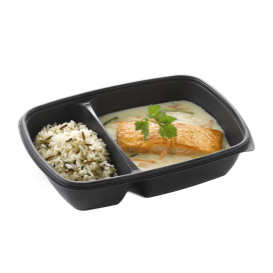 Plastic Deli Container PP 2C Black 900ml 23x16,5x5cm (75 Units)  