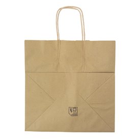 Paper Bag with Handles Kraft Flat 70g/m² 26+18x26cm (50 Units) 
