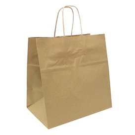 Paper Bag with Handles Kraft Flat 70g/m² 26+18x26cm (50 Units) 