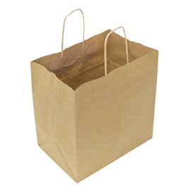 Paper Bag with Handles Kraft Flat 70g/m² 26+18x26cm (250 Units)