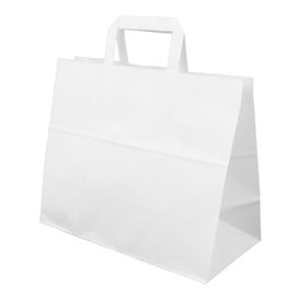 Paper Bag with Handles White Flat 70g/m² 32+22x26cm (250 Units)