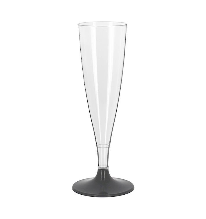 Reusable Plastic Stemmed Flute Sparkling Wine Anthracite 140ml 2P (48 Units)