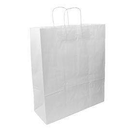 Paper Bag with Handles Kraft White 100g/m² 44+15x46cm (25 Units) 