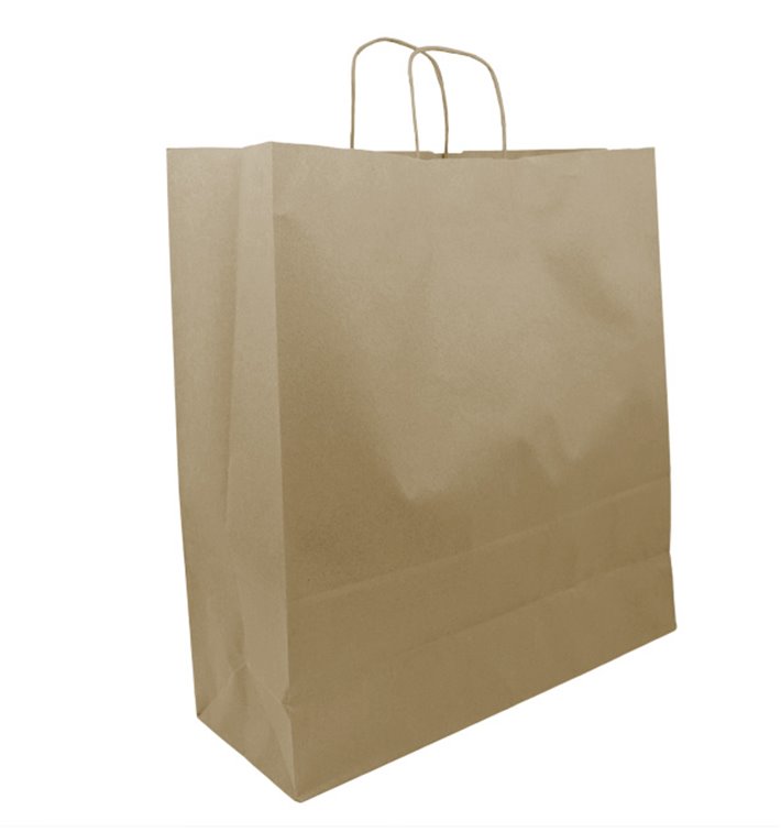 Paper Bag with Handles Kraft Brown 100g/m² 44+15x46cm (25 Units) 