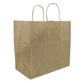 Paper Bag with Handles Kraft Brown 80g/m² 30+18x29cm (25 Units) 
