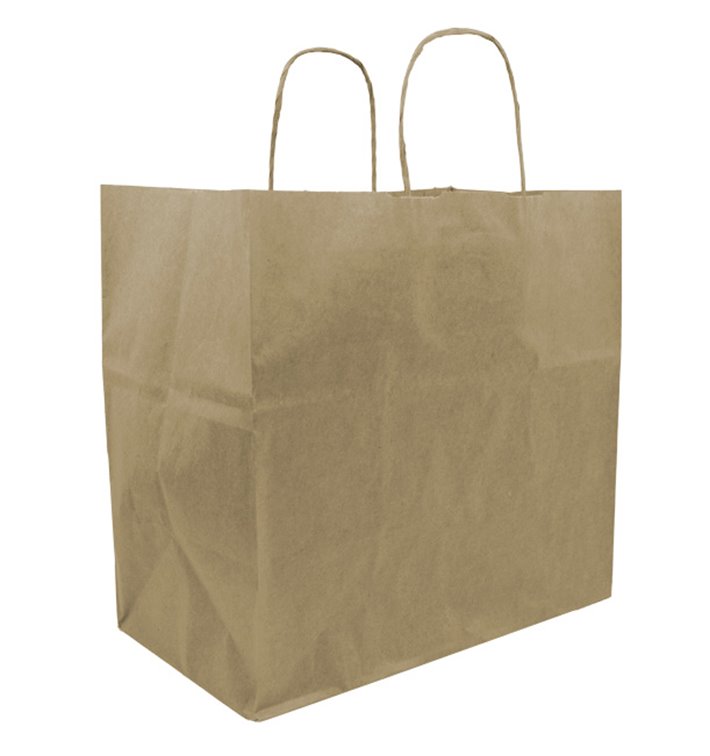 Paper Bag with Handles Kraft Brown 80g/m² 30+18x29cm (25 Units) 
