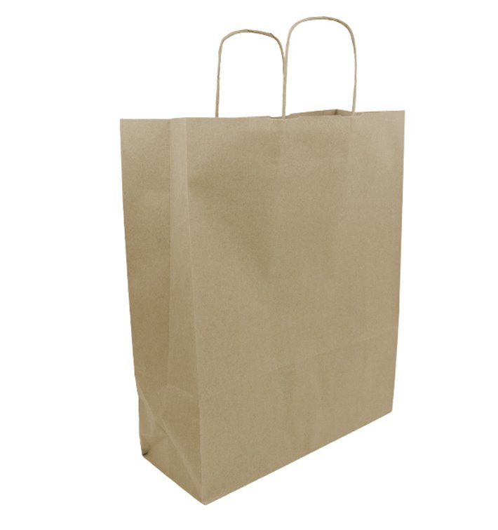 Paper Bag with Handles Kraft 100g/m² 32+12x40cm (25 Units)