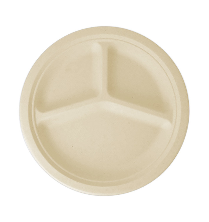 Sugarcane Plate 3C Natural Ø26 cm (50 Units) 