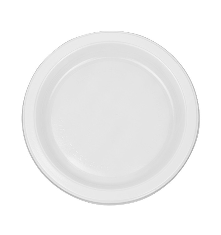 Reusable Plate Flat Economic PS White Ø17cm (25 Units) 