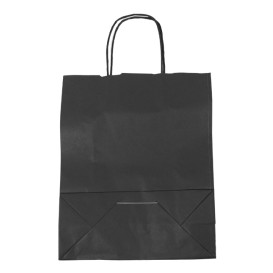 Paper Bag with Handles Kraft Black 100g/m² 25+11x31cm (25 Units) 