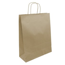 Paper Bag with Handles Kraft 100g/m² 32+12x40cm (25 Units)