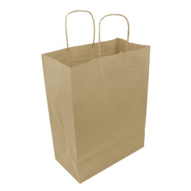 Paper Bag with Handles Kraft Brown 100g/m² 25+13x33cm (200 Units)