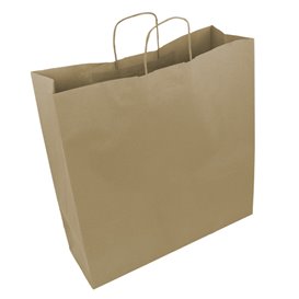 Paper Bag with Handles Kraft Brown 100g/m² 44+15x46cm (25 Units) 