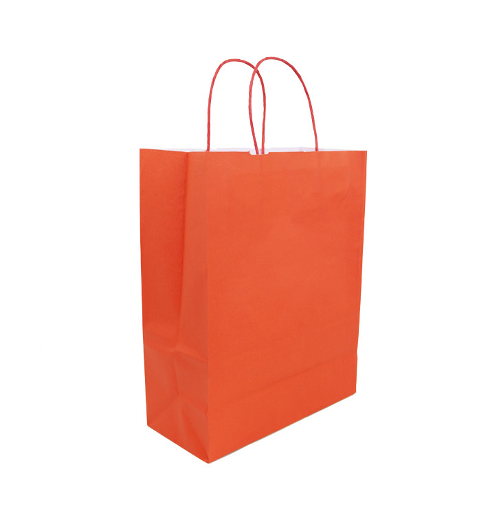 Paper Bag with Handles Kraft Red 100g/m² 25+11x31cm (25 Units)