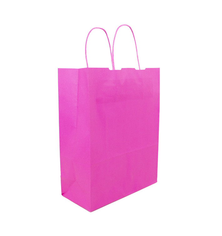 Paper Bag with Handles Fuchsia 100g/m² 25+11x31cm (200 Units)