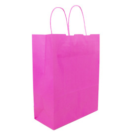 Paper Bag with Handles Fuchsia 100g/m² 25+11x31cm (25 Units) 