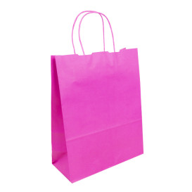 Paper Bag with Handles Fuchsia 100g/m² 25+11x31cm (200 Units)