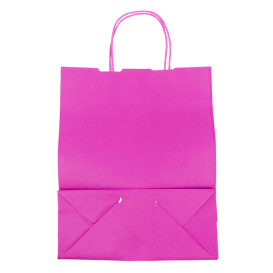 Paper Bag with Handles Fuchsia 100g/m² 25+11x31cm (25 Units) 