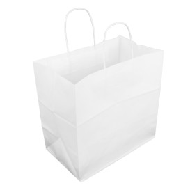 Paper Bag with Handles Kraft White 100g/m² 30+18x29cm (200 Units) 