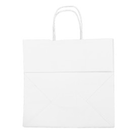 Paper Bag with Handles Kraft White 100g/m² 30+18x29cm (25 Units) 