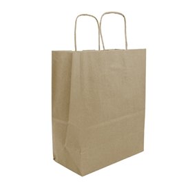 Paper Bag with Handles Kraft Brown 100g/m² 22+11x27cm (25 Units) 