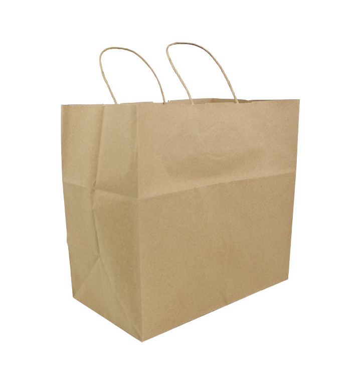 Paper Bag with Handles Kraft Brown 100g/m² 30+18x29cm (25 Units) 
