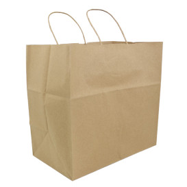 Paper Bag with Handles Kraft Brown 100g/m² 30+18x29cm (200 Units)