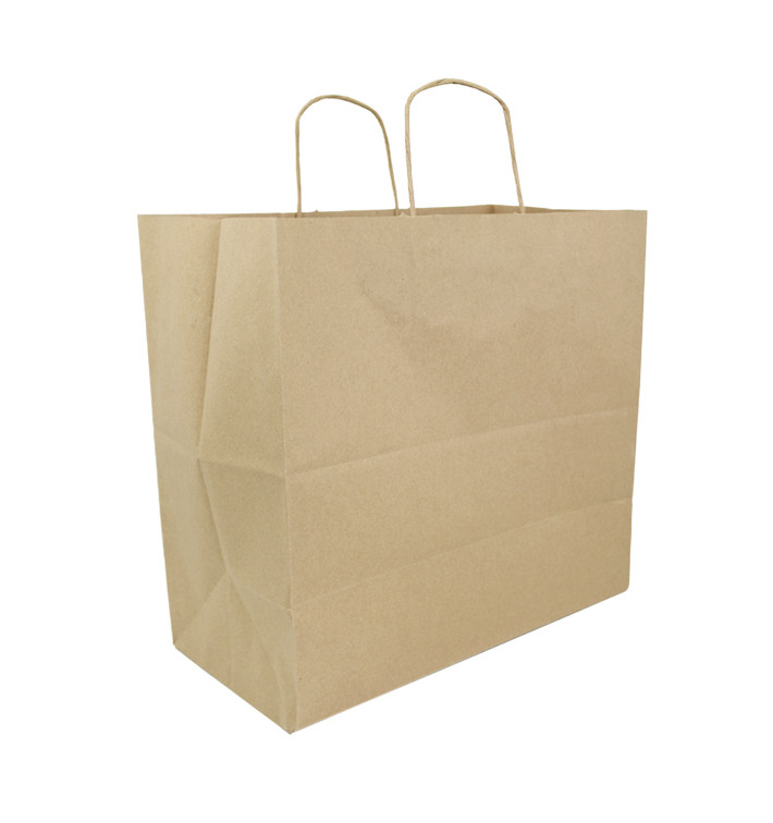 Paper Bag with Handles Kraft Brown 100g/m² 35+18x34cm (25 Units)