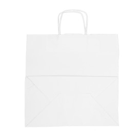 Paper Bag with Handles Kraft White 100g/m² 35+18x34cm (250 Units)