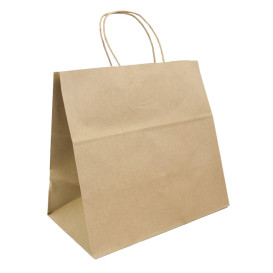 Paper Bag with Handles Kraft Brown 100g/m² 30+18x29cm (200 Units)