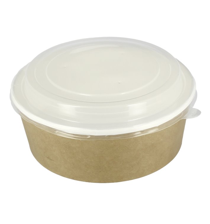 Paper Soup Bowl with Lid Kraft PP 33Oz/1000ml (100 Units)
