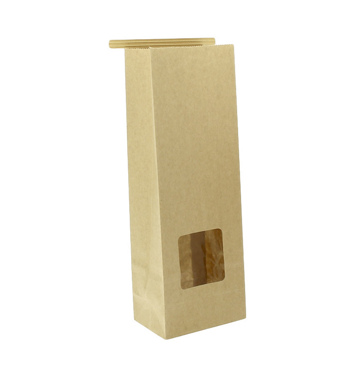 Paper Bag without Handle Kraft and Window 9+6x26cm (50 Uds)