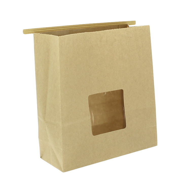 Paper Bag without Handle Kraft and Window 20+8x23cm (50 Uds)