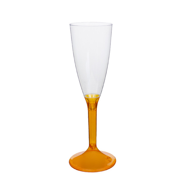 Plastic Stemmed Flute Sparkling Wine Orange Clear 120ml 2P (40 Units)