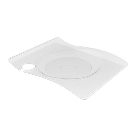 Plastic Plate with Glass Holder PS "Forma" Clear 22x18 cm (180 Units)