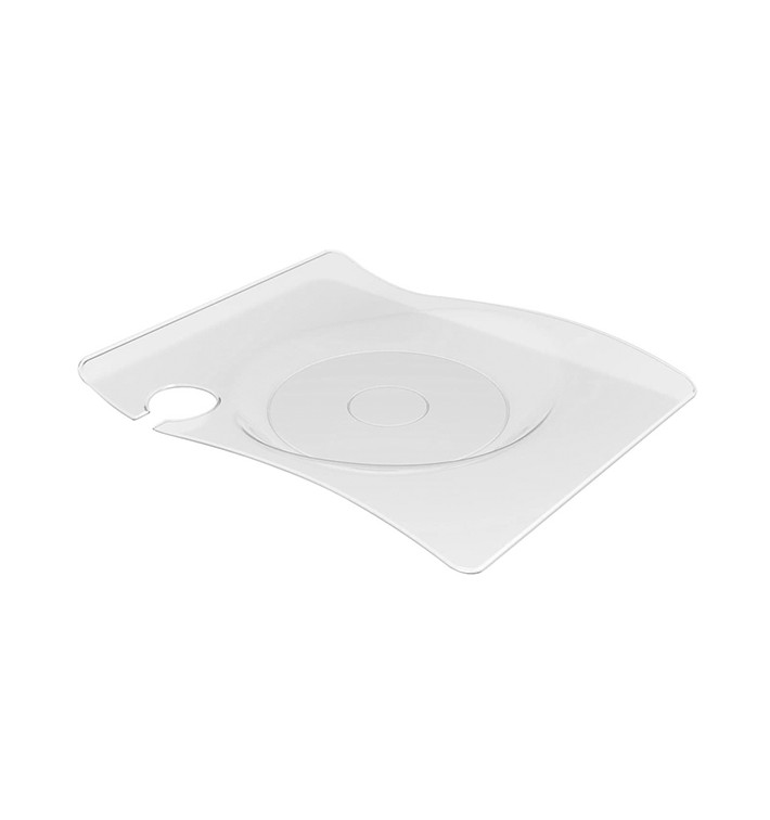 Plastic Plate with Glass Holder PS "Forma" Clear 22x18 cm (180 Units)