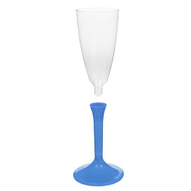 Plastic Stemmed Flute Sparkling Wine Blue Clear 120ml 2P (40 Units)