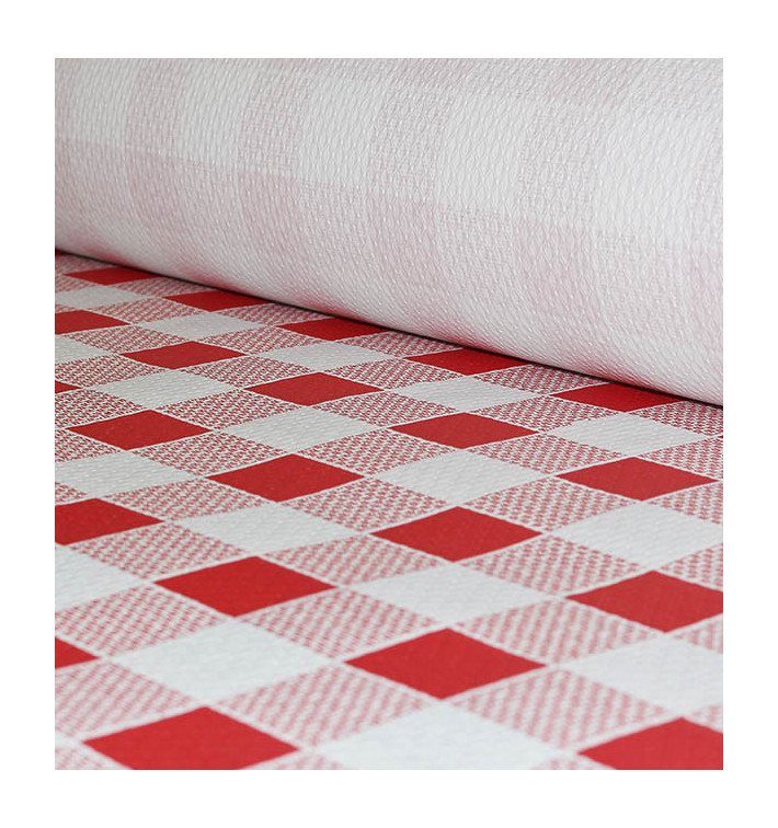 Paper Tablecloth Roll Red Checkers 1x100m. 40g (1 Unit) 