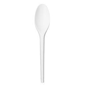Cornstarch Spoon Biodegradable CPLA White 16,5cm (25 Units)