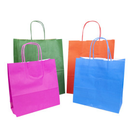 Paper Bag with Handles Kraft Red 100g/m² 25+11x31cm (25 Units)