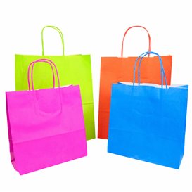 Paper Bag with Handles Green 100g/m² 22+9x23cm (250 Units)