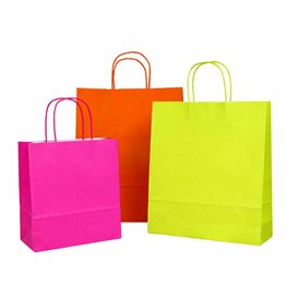 Paper Bag with Handles Kraft Red 100g/m² 22+9x23cm (25 Units) 