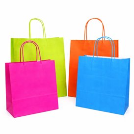 Fuchsia paper bag with handles 100g/m² 22+9x23cm (200 units)