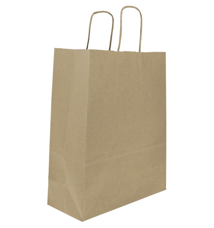 Paper Bag with Handles Kraft 100g/m² 25+11x31cm (25 Units) 
