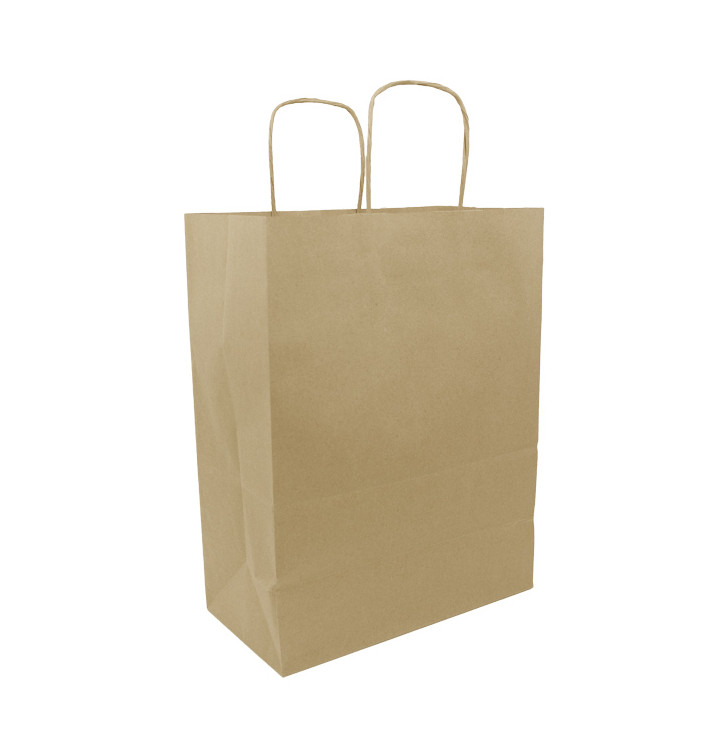 Paper Bag with Handles Kraft Brown 100g/m² 25+13x33cm (25 Units) 